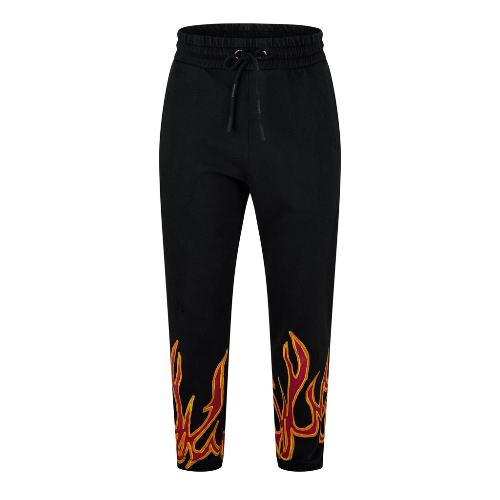 Palm Angels Graffiti Flames Tracksuit Bottoms - Black/Red